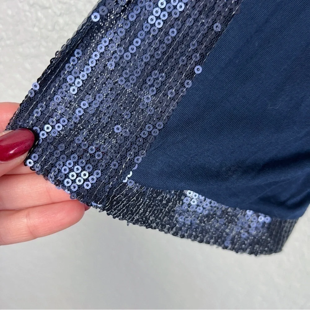 Michael Stars Anthropologie NWT Blue Sequin Cropped Jacket S Party NYE Glam - Picture 7 of 10